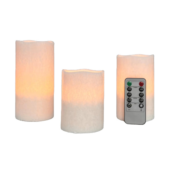 3d Real Flame Battery Operated Led Candle Flameless Pattern Inset Flickering Pillar Candles With Remote