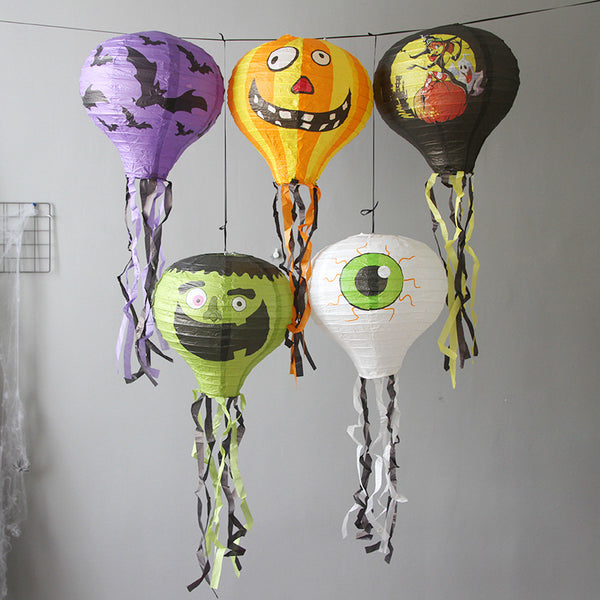 16 inches Halloween Theme Decoration Supplies Hot air balloon shape Props Diy Parent-child Handwork Paper Lanterns