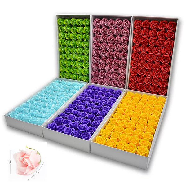 Soap Roses Gift Box 50 Pieces Artificial Bath Rose Petal Flowers Box Soap For Girlfriend Gift