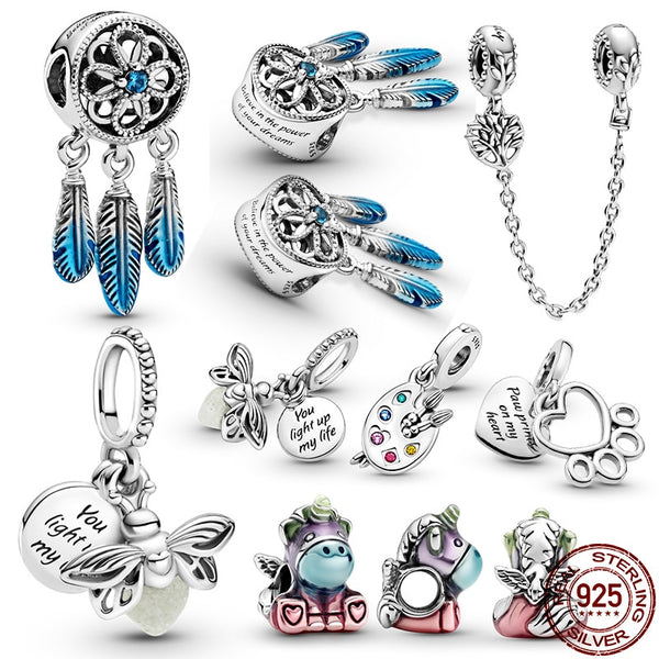 925 Sterling Silver Blue Zircon Crab Hot Balloon Beads Charms Fit Pandora Bracelet Women Fashion DIY Jewelry