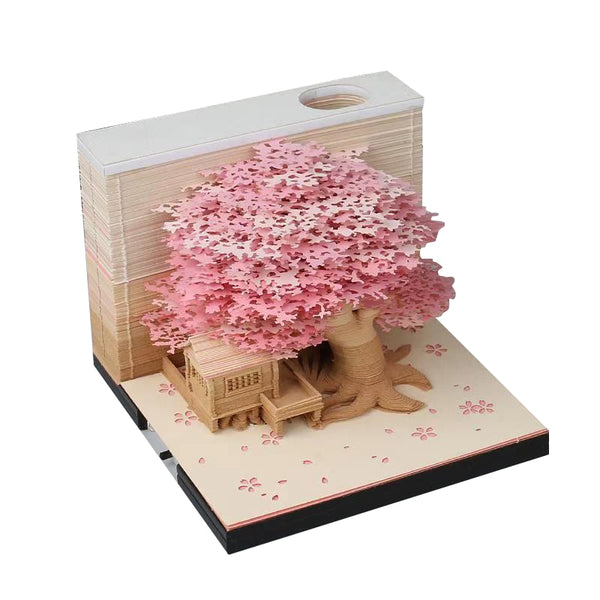 3D Memo Note Cute Pink Tree house Christmas Gift  Paper Sticky Note Acylic Flip Box Craft Notepad Stationery