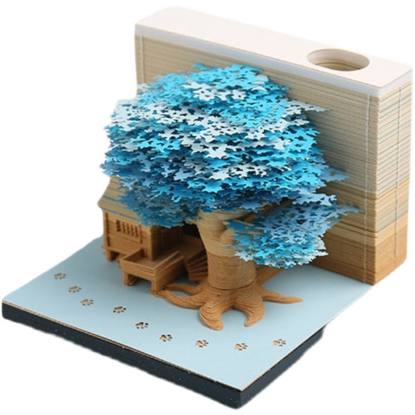 Tree House Model Notepad 3D Memo Pad Pen Holder Gift Decoration Treehouse Art Crafts Collection For Party